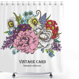 Personality  Hand-drawn Floral Bouquet Shower Curtains