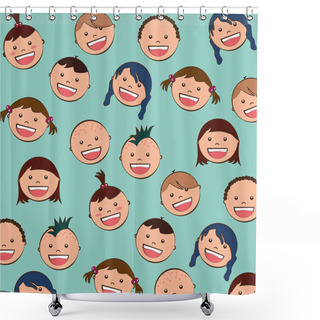 Personality  Baby Faces Shower Curtains