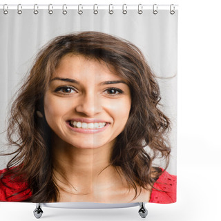 Personality  Portrait Real High Definition Grey Background Shower Curtains