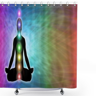 Personality  Rainbow Chakra Meditation Website Banner Shower Curtains