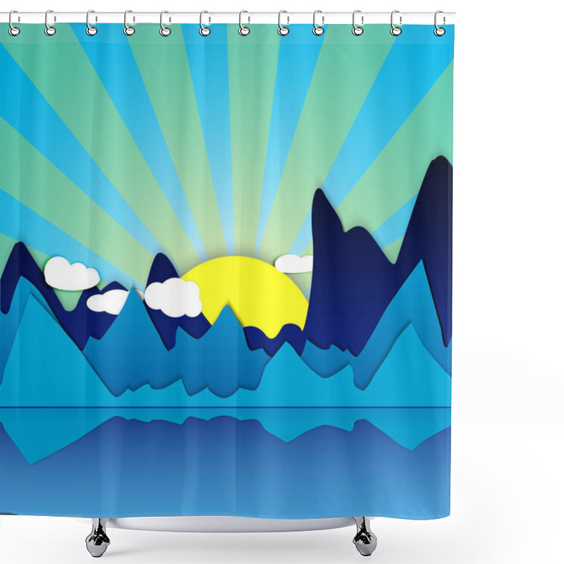 Personality  Mountain sunrise background vector illustration   shower curtains