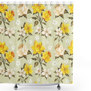 Personality  Elegant Spring Floral Seamless Pattern Shower Curtains