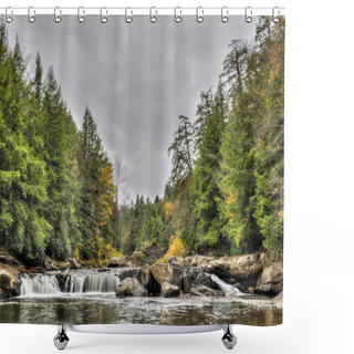 Personality  Swallow Falls Waterfall In Appalachian Mountains In Autumn Shower Curtains