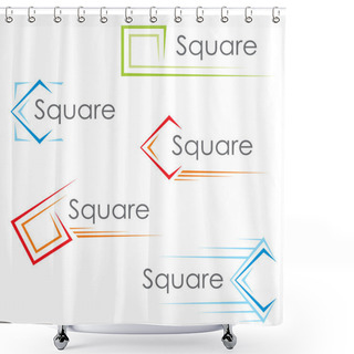Personality  Square Icons Shower Curtains