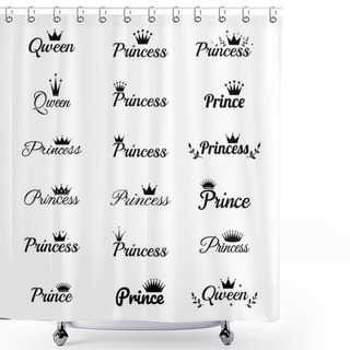 Personality  Crown Concept Logo Design Template. Princess Crown Icon Shower Curtains