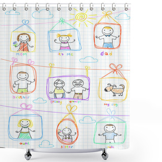 Personality  Portraits Of Happy Family Shower Curtains