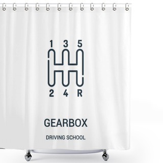 Personality  Gearbox Icon Vector From Driving School Collection. Thin Line Gearbox Outline Icon Vector Illustration. Shower Curtains