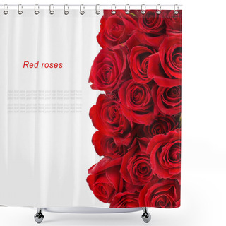 Personality  Bouquet Of Red Roses Isolated Over White Background Shower Curtains