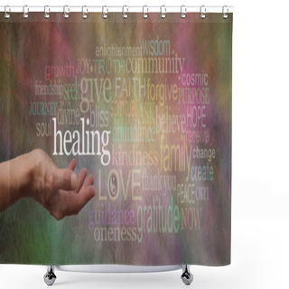 Personality  Wise Healing Words Parchment Website Header Shower Curtains