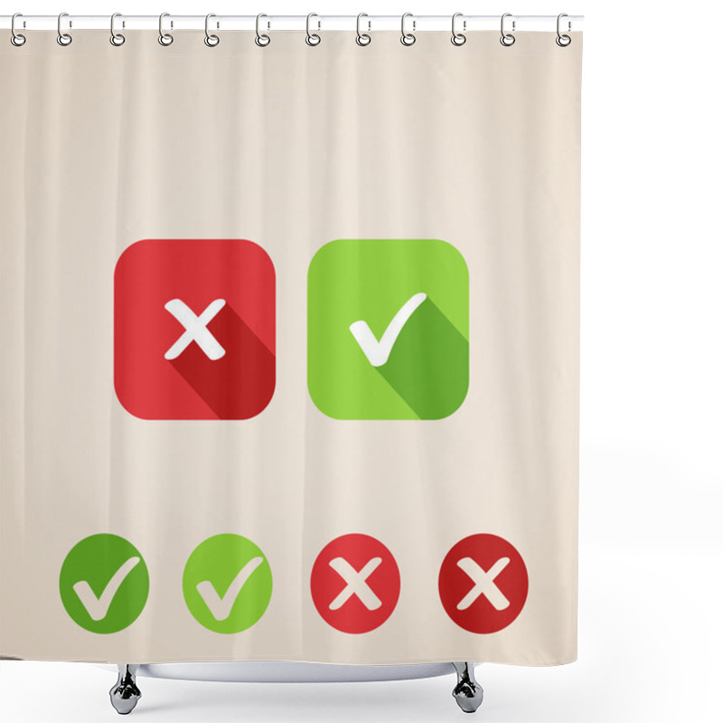 Personality  Vector Check Mark Icons. Flat Icons For Web And Mobile Applications Shower Curtains