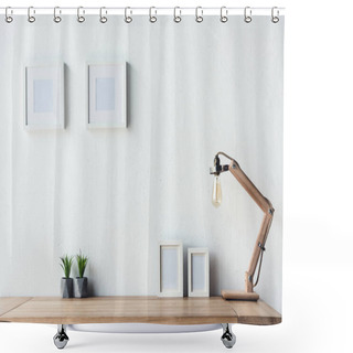 Personality  Photo Frames Hanging On Wall At Workplace Shower Curtains