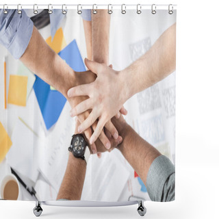 Personality  Businessmen Stacking Hands   Shower Curtains