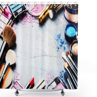 Personality  Frame With Various Makeup Products Shower Curtains