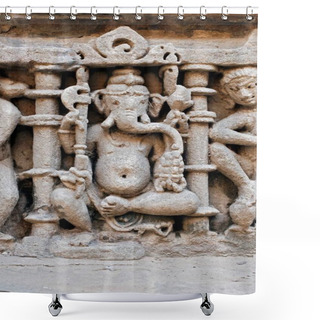 Personality  Ganesh ; Rani Ki Vav ; Step Well ; Stone Carving ; Patan ; Gujarat ; India Shower Curtains