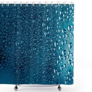 Personality  Condensation Drops On Glass With Blue Backgroung Shower Curtains