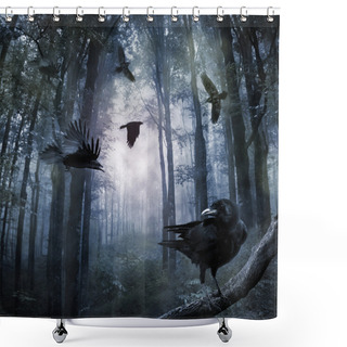 Personality  Crows In The Forest Shower Curtains