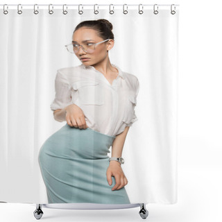 Personality  Gorgeous Asian Woman In Eyeglasses Shower Curtains