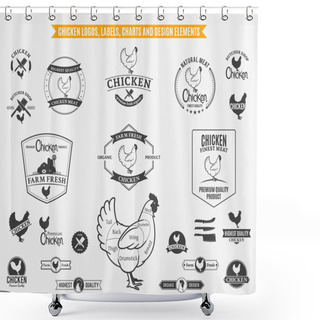 Personality  Chicken Logos, Labels, Charts And Design Elements Shower Curtains