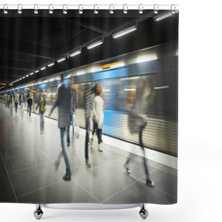 Personality  Blurred On Subway Platform Shower Curtains
