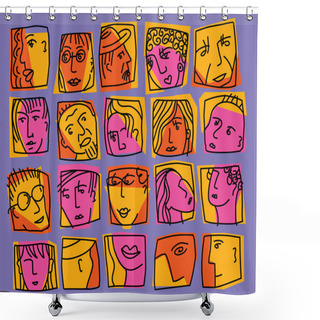 Personality  Set Of Faces Shower Curtains