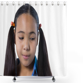 Personality  Girl Against White Background Shower Curtains