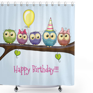 Personality  Five Owls Shower Curtains