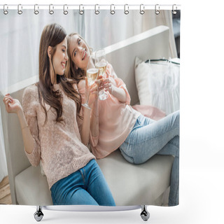 Personality  Women Cheering With Wine Shower Curtains