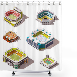 Personality  Vector Isometric Stadiums Set Shower Curtains
