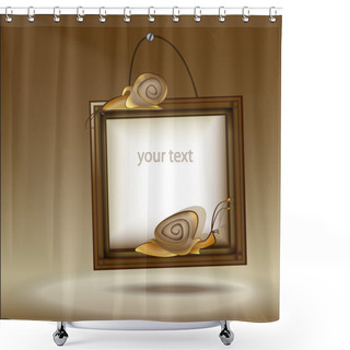 Personality  Wooden Frame With Snail - Vector Illustration Shower Curtains