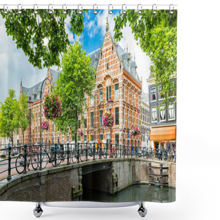 Personality  Typical Canal Side Cityscape Of Amsterdam Shower Curtains