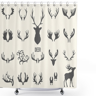 Personality  Black Silhouettes Of Horns Shower Curtains