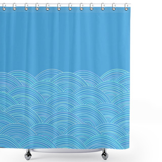 Personality  Seigaiha Or Seigainami Literally Means Wave Of The Sea. Card Banner Design For Text Abstract Scales Simple Nature Doodle Lines Background, Your Text Japanese Circle Pattern Blue. Vector Illustration Shower Curtains
