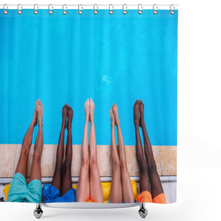 Personality  People Lying Near Swimming Pool Shower Curtains