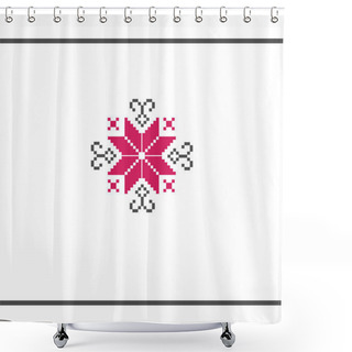 Personality  Slavic National Pattern. Textile Embroidery. Pixel Art. Logo Design Template Shower Curtains