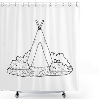 Personality  Indian Camping Tent In The Landscape Vector Illustration Design Shower Curtains