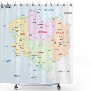 Personality  Brittany Administrative And Political Vector Map Shower Curtains
