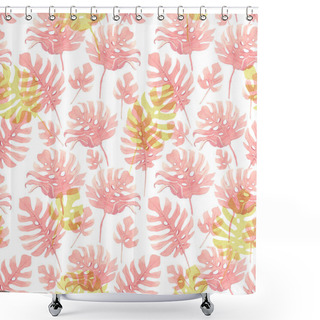 Personality  Watercolor Tropical Palm Leaf Pattern Shower Curtains