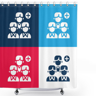 Personality  Add Blue And Red Four Color Minimal Icon Set Shower Curtains