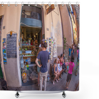 Personality  Corniglia, Cinque Terre, Italy. Shower Curtains