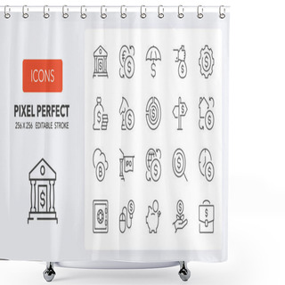 Personality  Money And Financial Thin Line Icon Set. Outline Symbol Collection. Editable Vector Stroke. 256x256 Pixel Perfect Scalable To 128px, 64px... Shower Curtains