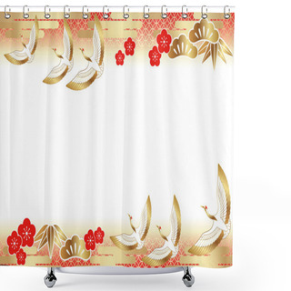 Personality  A New Years Card Template With Traditionally Auspicious Items In Japan. Shower Curtains