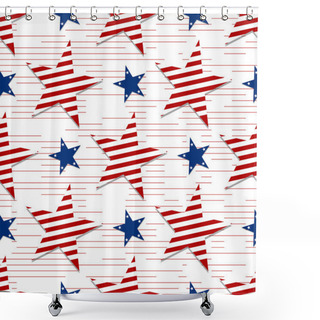 Personality  Seamless Pattern Of Stars On White Background.4th July. Stars And Stripes Wallpaper Shower Curtains