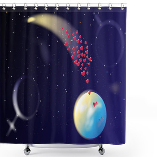 Personality  Heart Comet Space Shower Curtains