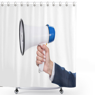 Personality  Businesswoman Holding Megaphone Shower Curtains