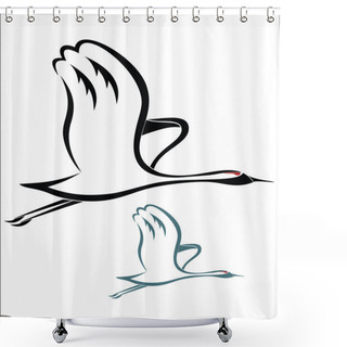 Personality  Crane Bird Flying Shower Curtains