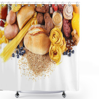 Personality  Assortment Of Tasty Food  Shower Curtains