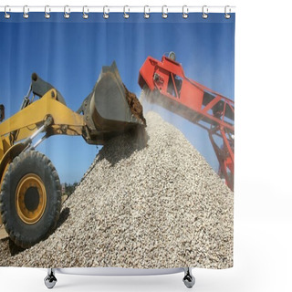 Personality  Stone Pile And Machines Shower Curtains