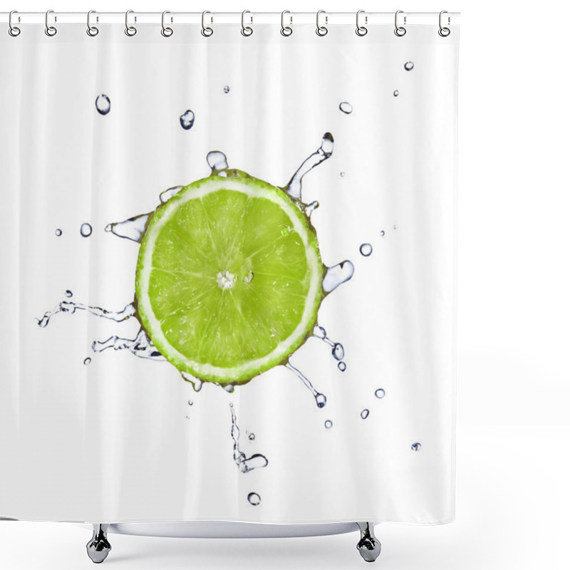 Personality  Slice of lime with water drops shower curtains