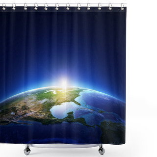 Personality  Earth Sunrise North America With Light Clouds Shower Curtains
