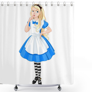 Personality  Thinking Alice Shower Curtains